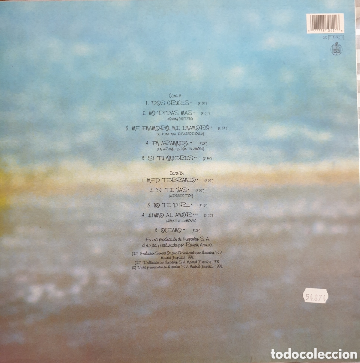 Discos de vinilo: Paloma mediterr&aacute;nea. Disco de vinilo. - Foto 2