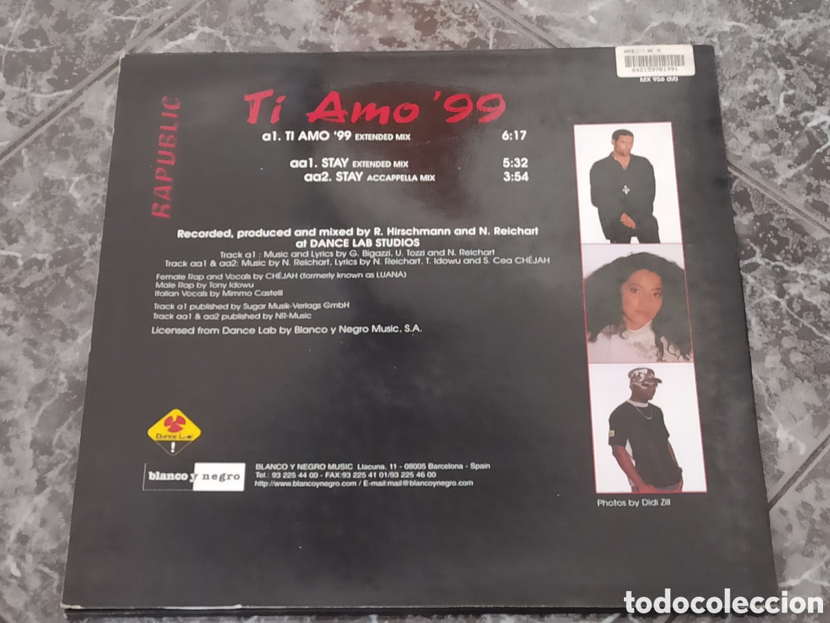 Discos de vinilo: Rapublic - Ti Amo 99 (12&rdquo;) - Foto 2