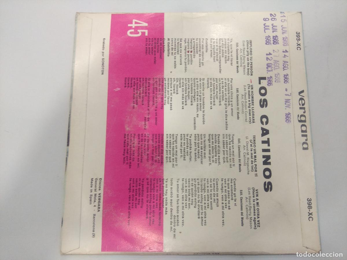 Discos de vinilo: LOS CATINOS/IMPLORO TU PERDON/SINGLE. - Foto 3