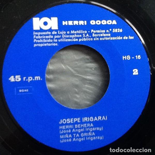 Discos de vinilo: Josepe Irigarai &lrm;&ndash; Irigarai - 7&rdquo; - Foto 4