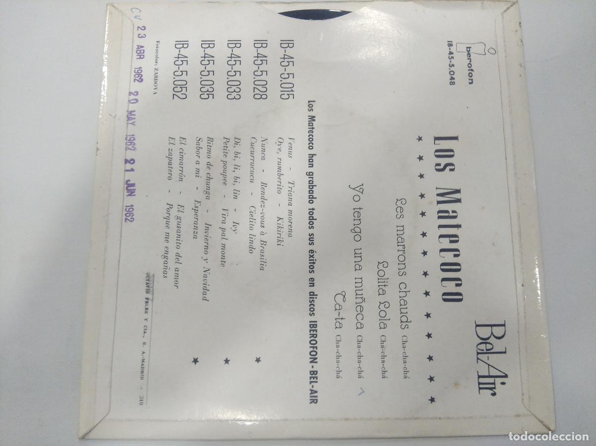 Discos de vinilo: LOS MATECOCO/LES MARRONS CHAUDS/SINGLE. - Foto 3