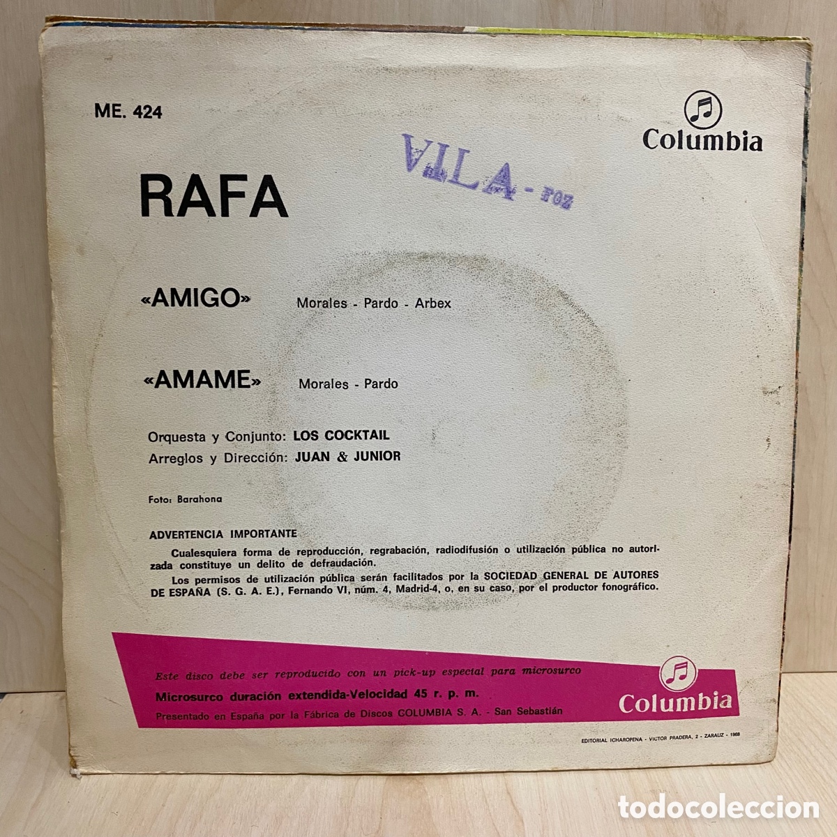 Discos de vinilo: Rafa - Amigo (7&rdquo;, Mono) - Foto 2