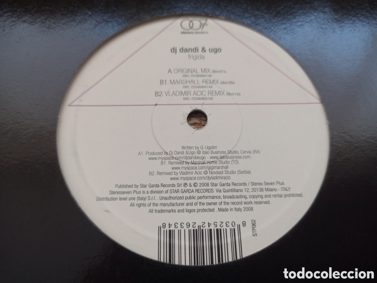 Discos de vinilo: DJ Dandi & Ugo - Frigida (12&rdquo;) - Foto 1
