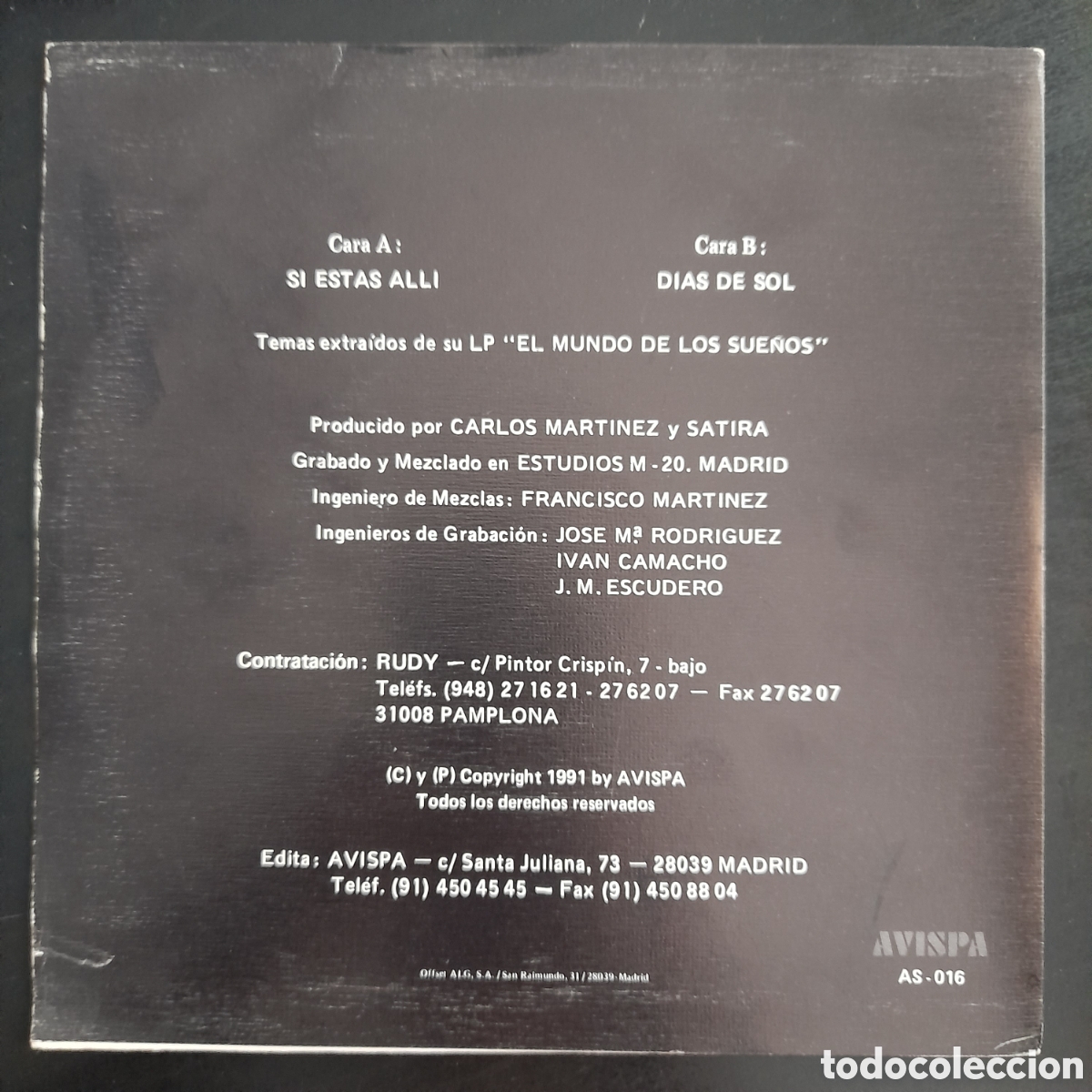 Discos de vinilo: S&aacute;tira &ndash; Si Est&aacute;s All&iacute;. 1991, Vinilo, 7&rdquo; - Foto 2