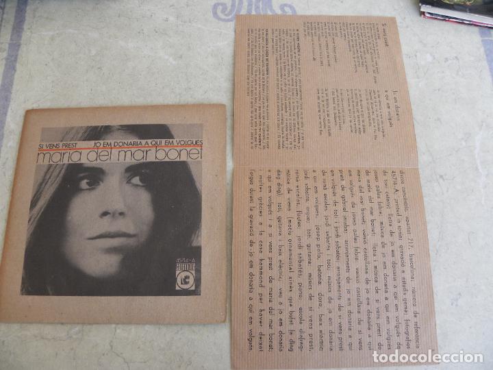 Discos de vinilo: MARIA DEL MAR BONET -SI VENS PREST -SINGLE 1969 - Foto 3