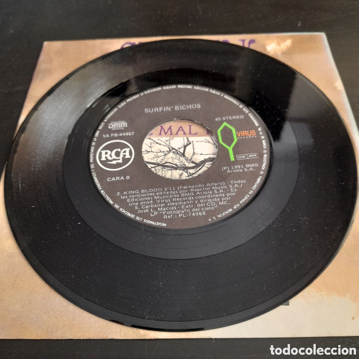 Discos de vinilo: Surfin Bichos &ndash; Dulce Mal Trago. Vinilo, 7&rdquo;, Single 1991 - Foto 4