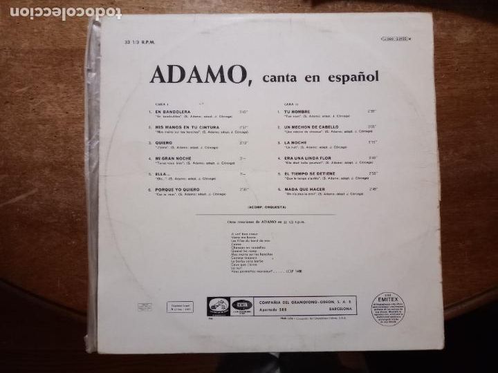 Discos de vinilo: Adamo canta en espa&ntilde;ol - Foto 2