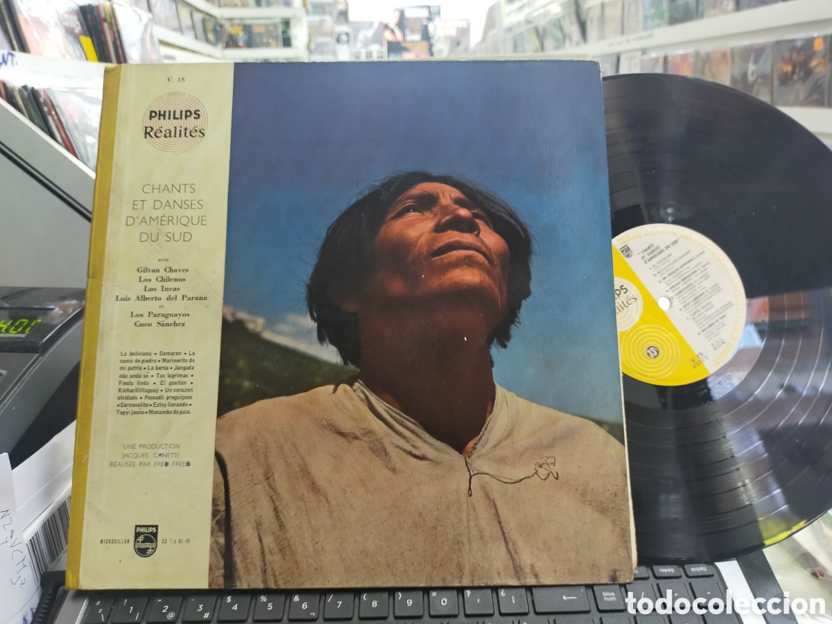 Vinyl records: Chants et danses d'amerique du sud disco libro Francia
