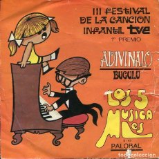 Discos de vinilo: LOS 5 MUSICALES / BUGULU / ADIVINALO (SINGLE PALOBAL 1969)