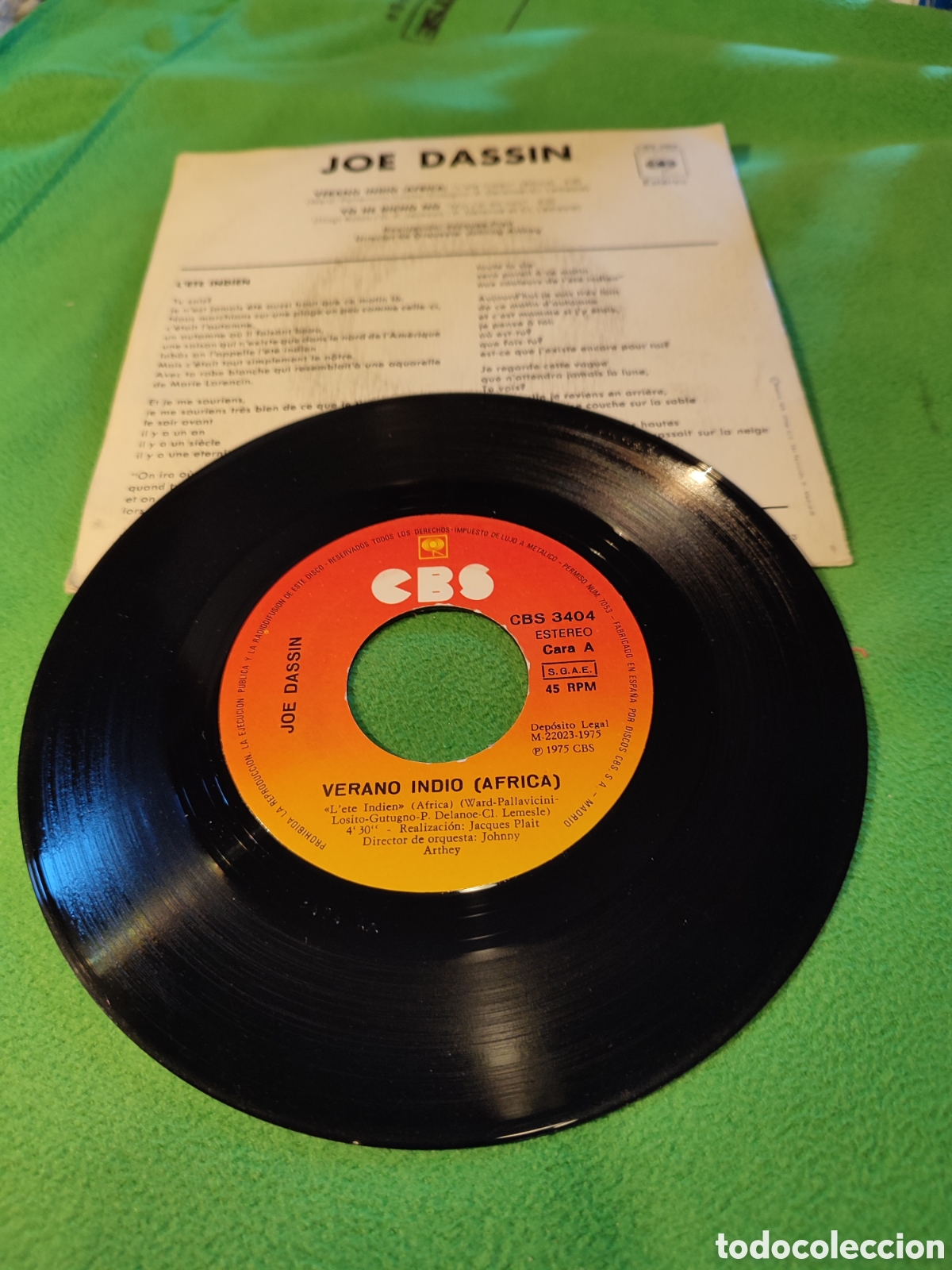 Discos de vinilo: Joe Dassin - Verano indio (&Aacute;frica) - Foto 2