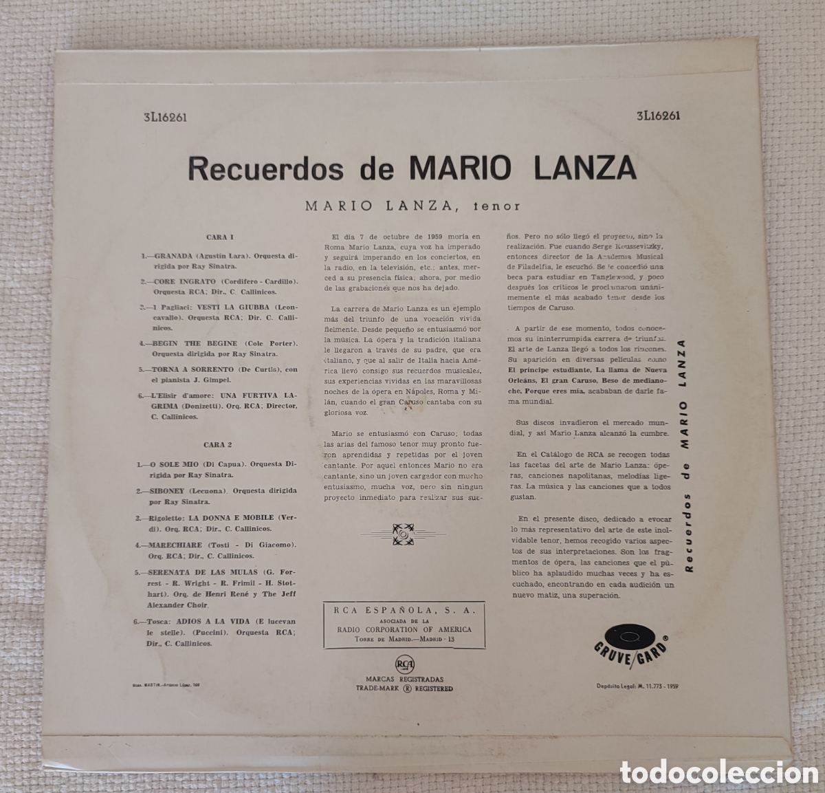 Discos de vinilo: Recuerdos de Mario Lanza - Foto 2