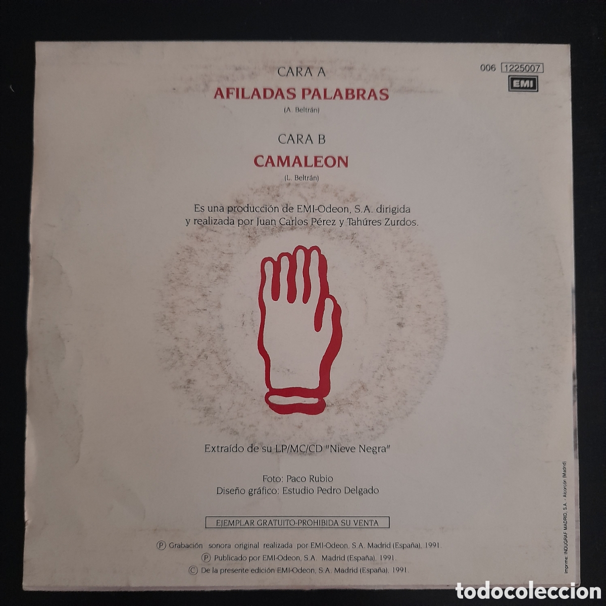 Discos de vinilo: Tah&uacute;res Zurdos &ndash; Afiladas Palabras. Vinilo, 7&rdquo;, Single - Foto 2