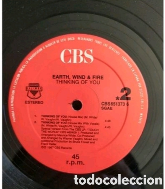 Discos de vinilo: Maxi single Earth, Wind & Fire. Thinking of you - Foto 4