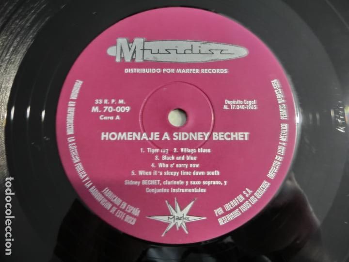 Discos de vinilo: SIDNEY BECHET - HOMENAJE A SIDNEY BECHET - Foto 3