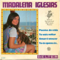 Discos de vinilo: MADALENA IGLÉSIAS ‎- POEMA DA VIDA - EP SPAIN 1968 - BELTER ‎51.929 - EX/VG+