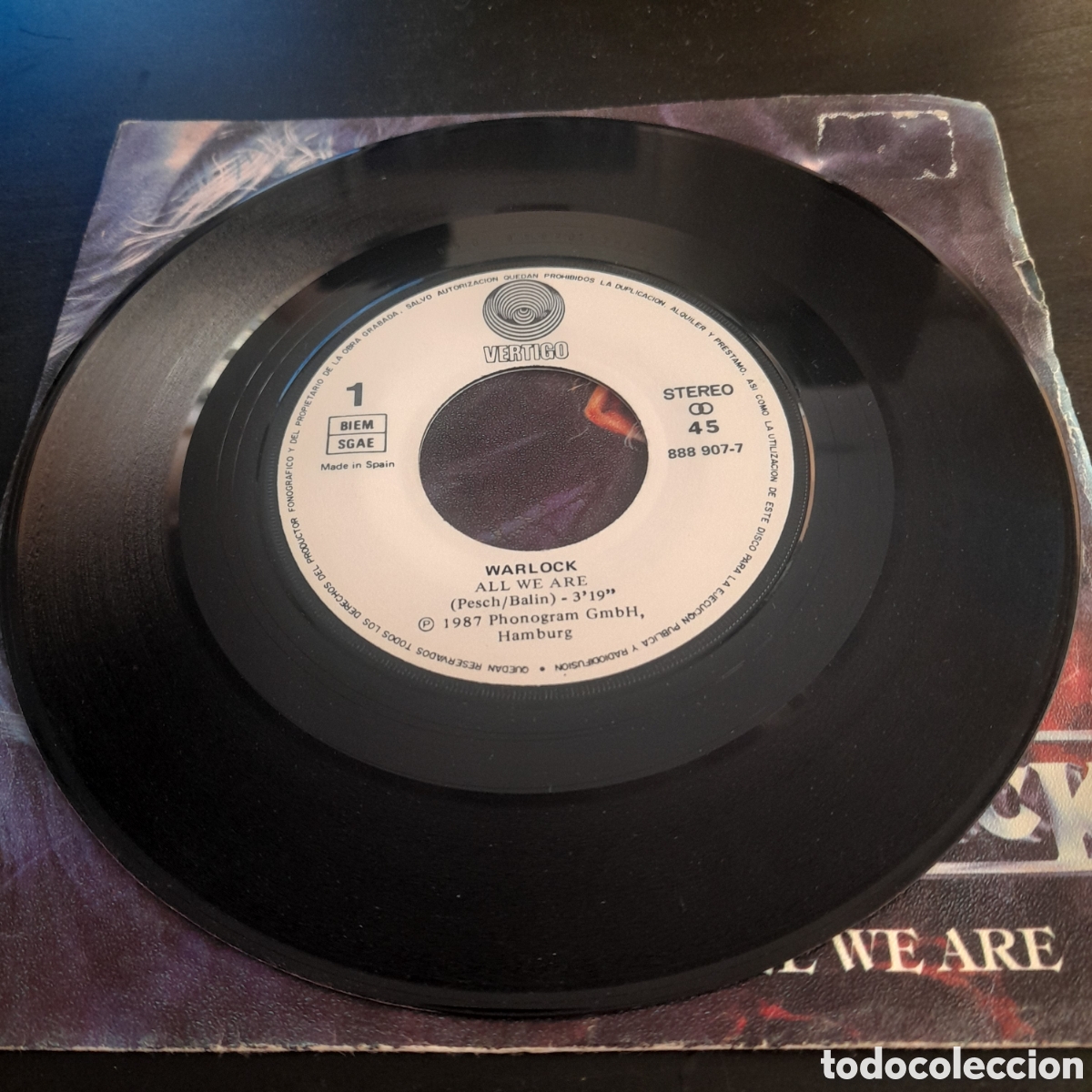 Discos de vinilo: Warlock &ndash; All We Are. Vinilo, 7&rdquo; 1987 Espa&ntilde;a - Foto 3