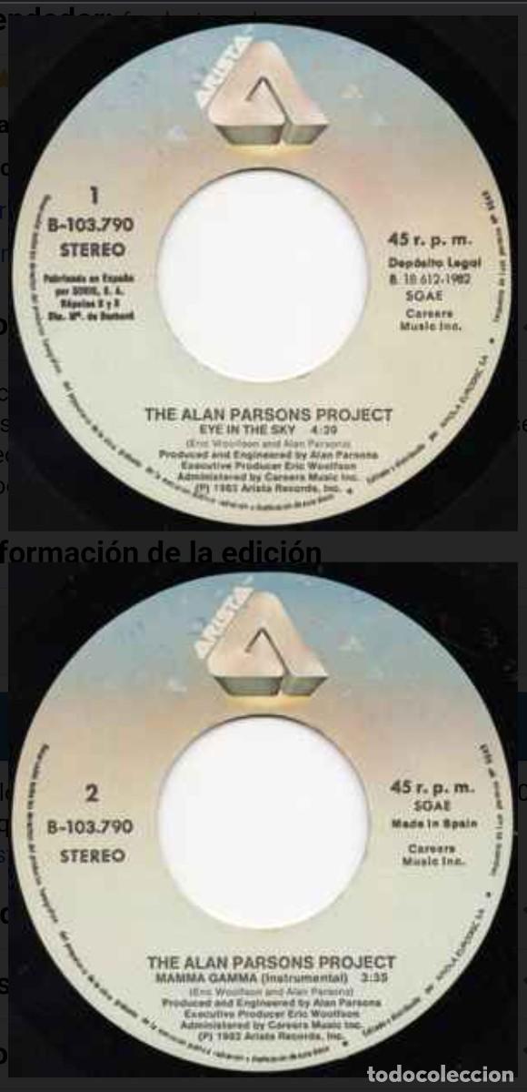 Discos de vinilo: Alan Parson Project - Eye In The Sky Vinilo 7&rdquo; - Foto 3