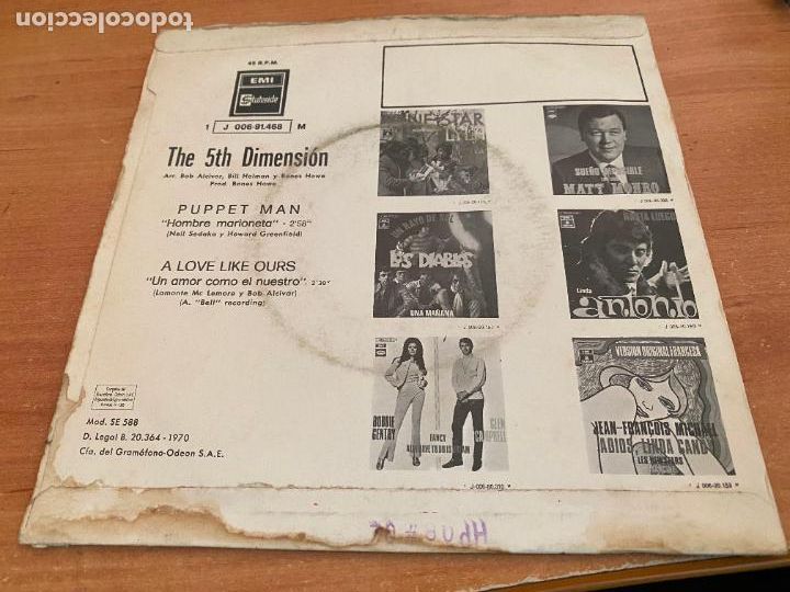 Discos de vinilo: 5&ordf; DIMENSION (PUPPET MAN) SINGLE ESPA&Ntilde;A 1970 (EPI26) - Foto 3