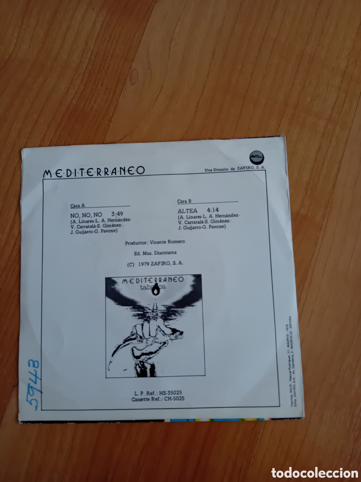 Discos de vinilo: MEDITERR&Aacute;NEO. NO, NO, NO. ALTEA - Foto 2