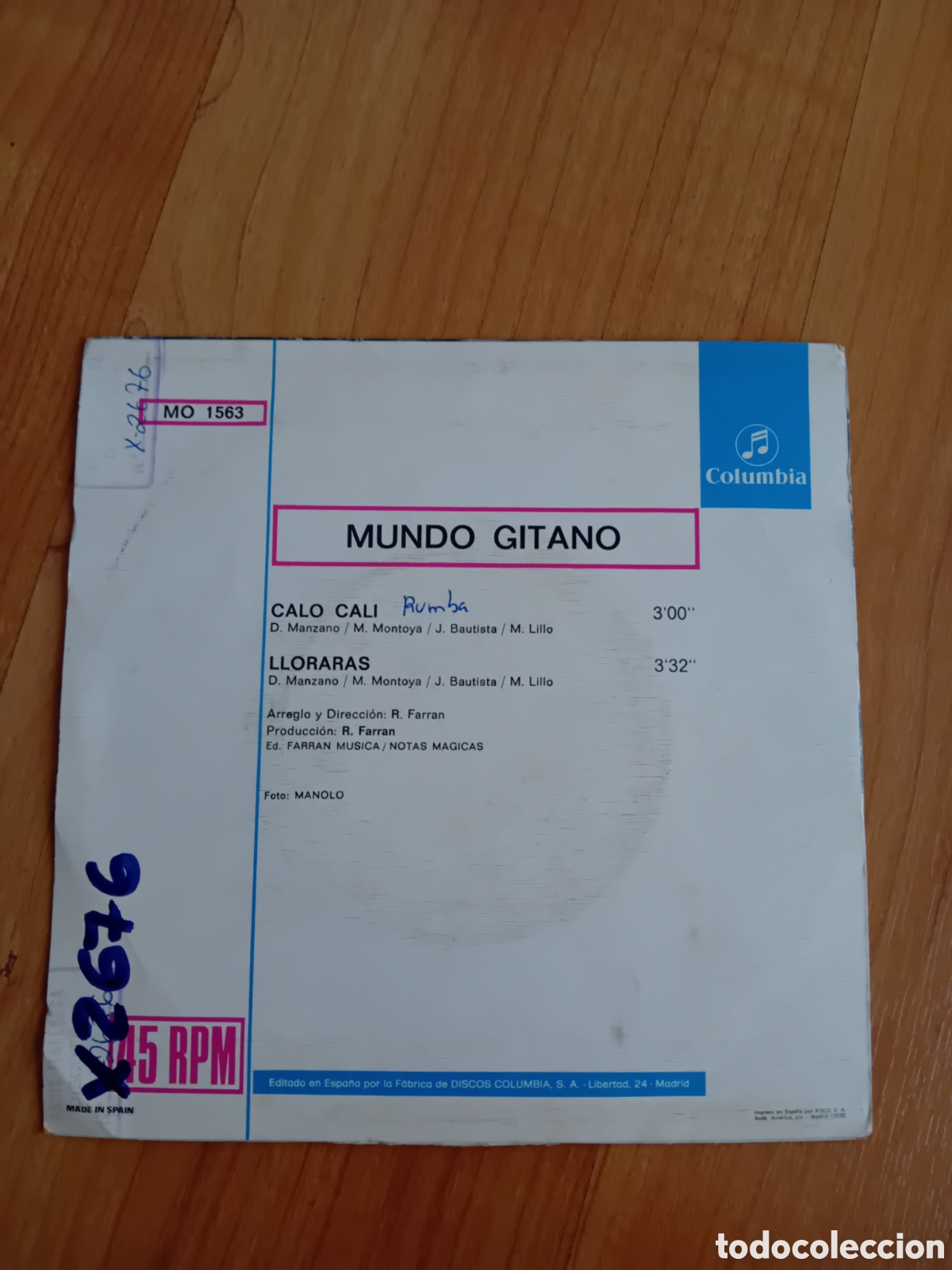Discos de vinilo: MUNDO GITANO. CALO CALI. LLORARAS - Foto 2
