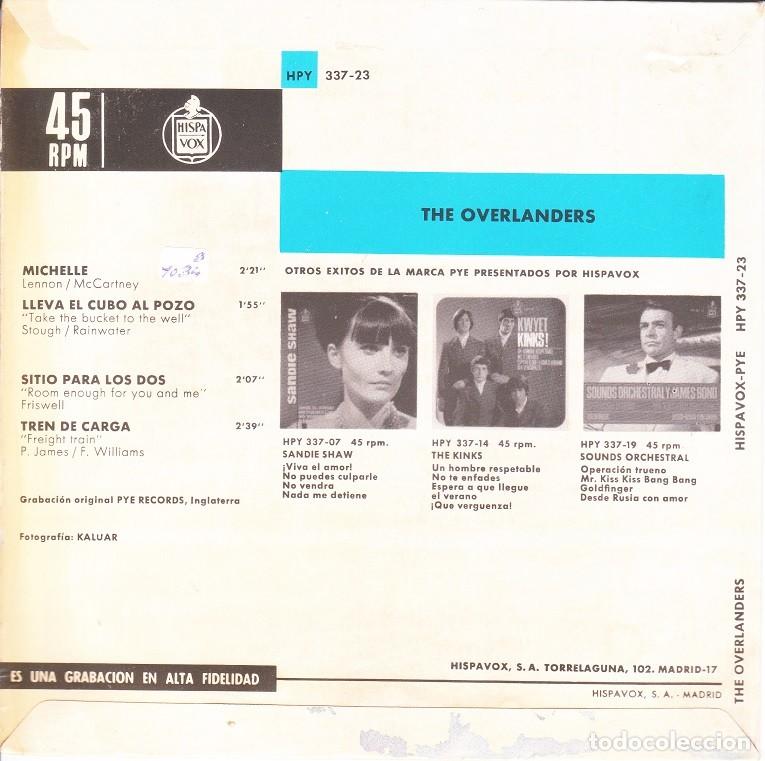 Discos de vinilo: The Overlanders &ndash; Michelle; Freight train + 2 &ndash; HISPAVOX 337-23 &ndash; 1966 - Foto 2