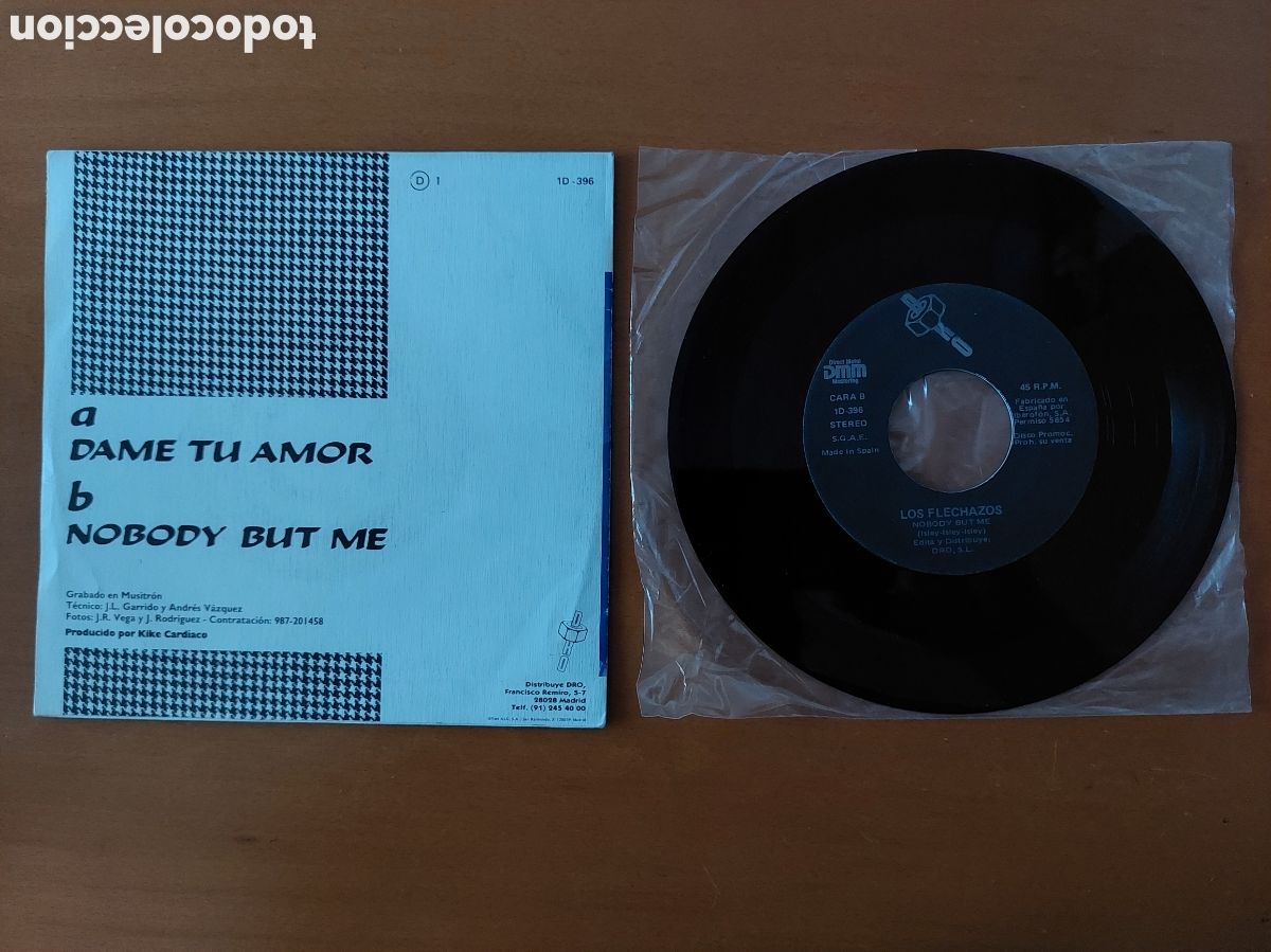 Discos de vinilo: LOS FLECHAZOS - DAME TU AMOR - SINGLE 1990 - Foto 2