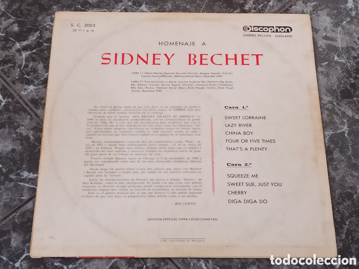 Discos de vinilo: Sidney Bechet &lrm;&ndash; Un Homenaje A Sidney Bechet - Foto 2