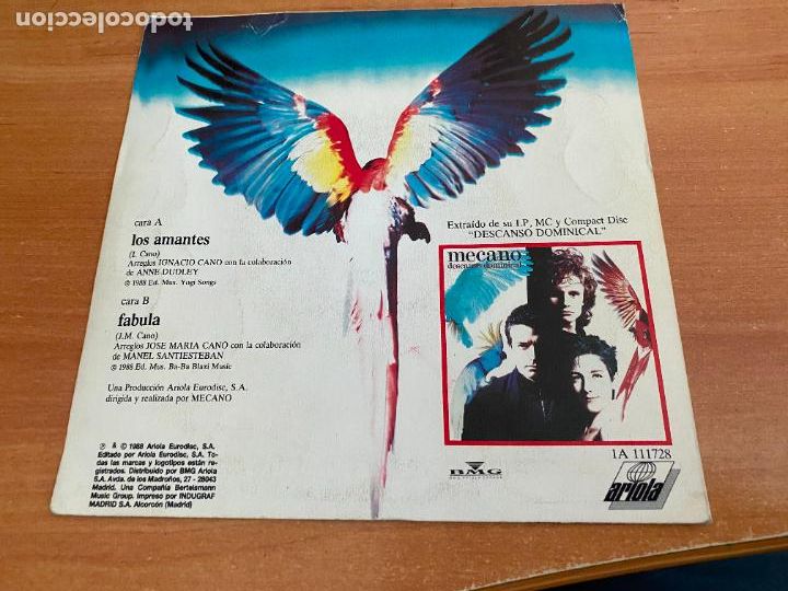 Discos de vinilo: MECANO (LOS AMANTES) SINGLE 1988 (EPI27) - Foto 3