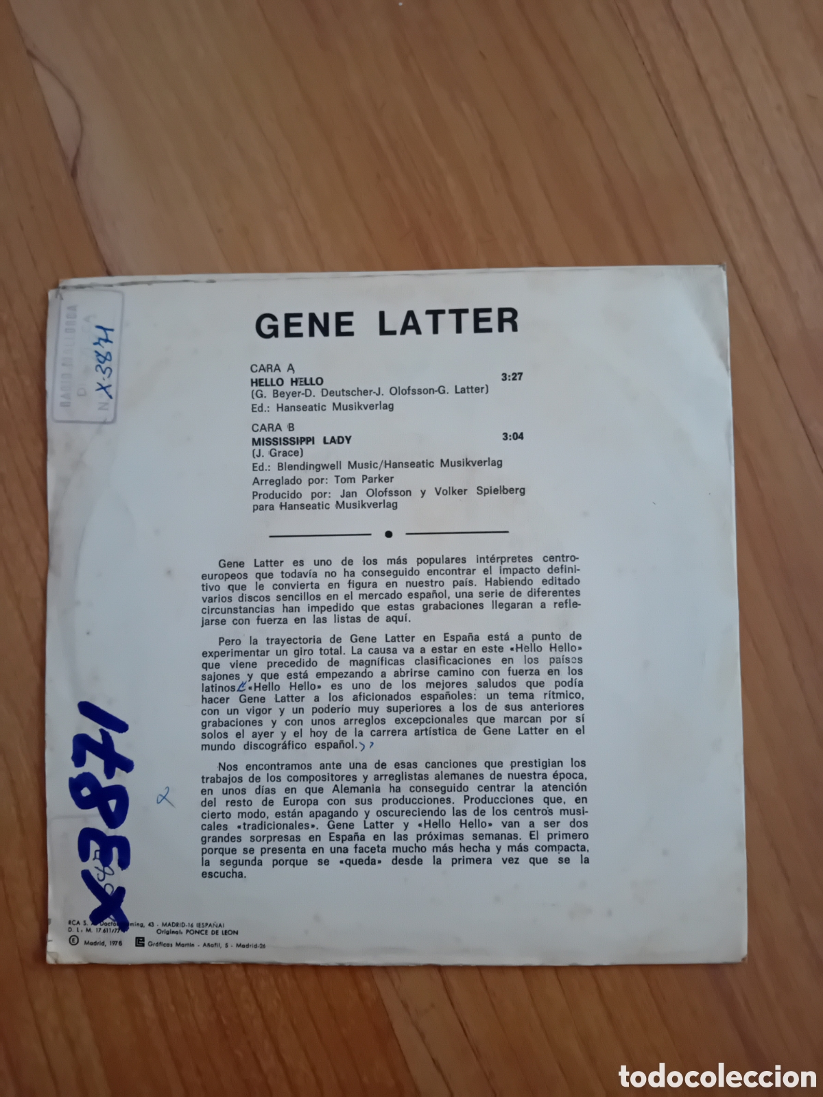 Discos de vinilo: GENE LATTER. HELLO HELLO - Foto 2
