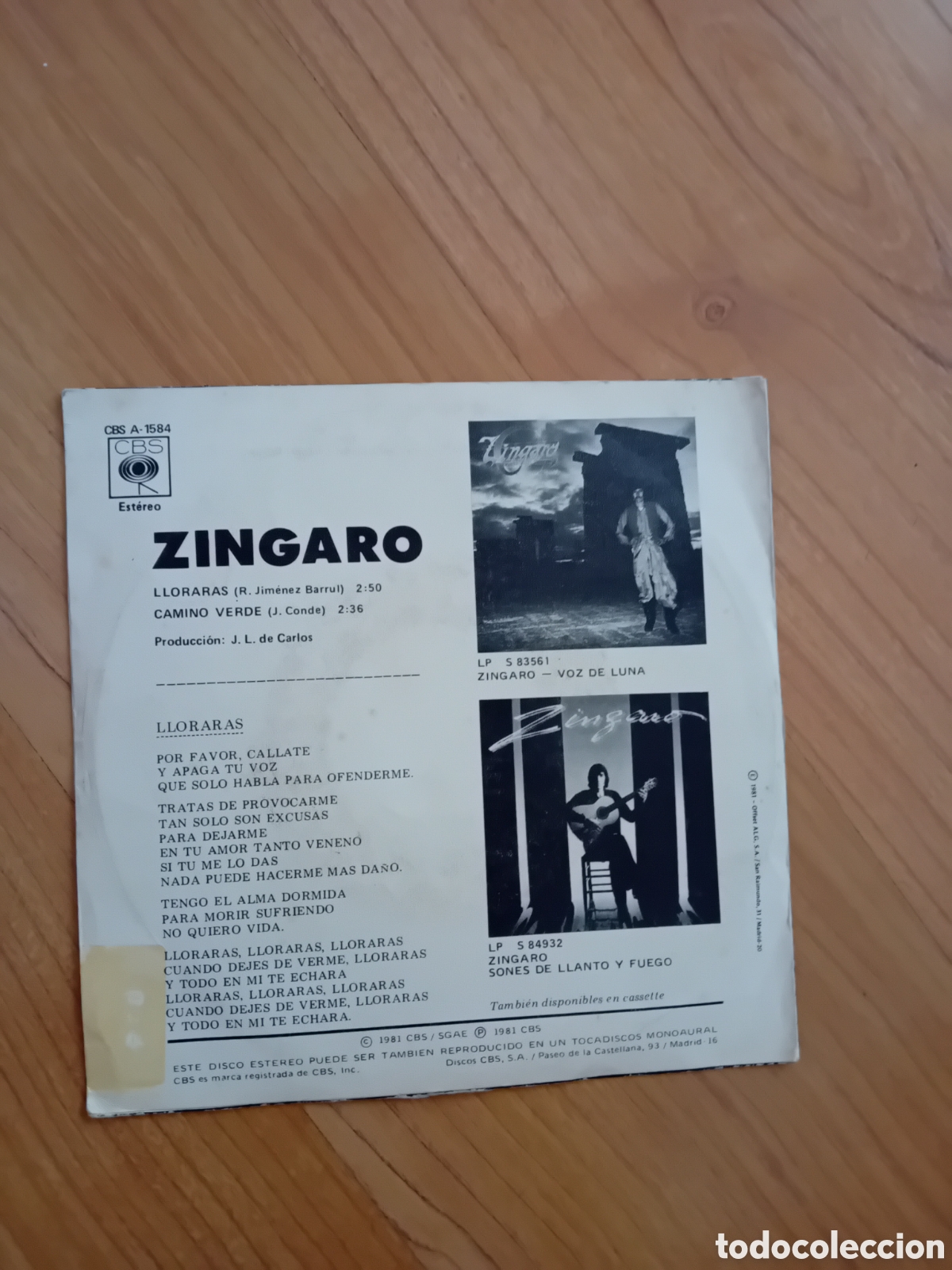 Discos de vinilo: ZINGARO. LLORARAS - Foto 2