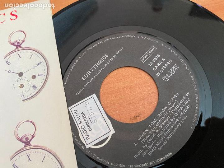 Discos de vinilo: EURYTHMICS (WHEN) SINGLE 1991 ESPA&Ntilde;A PROMO (EPI27) - Foto 2