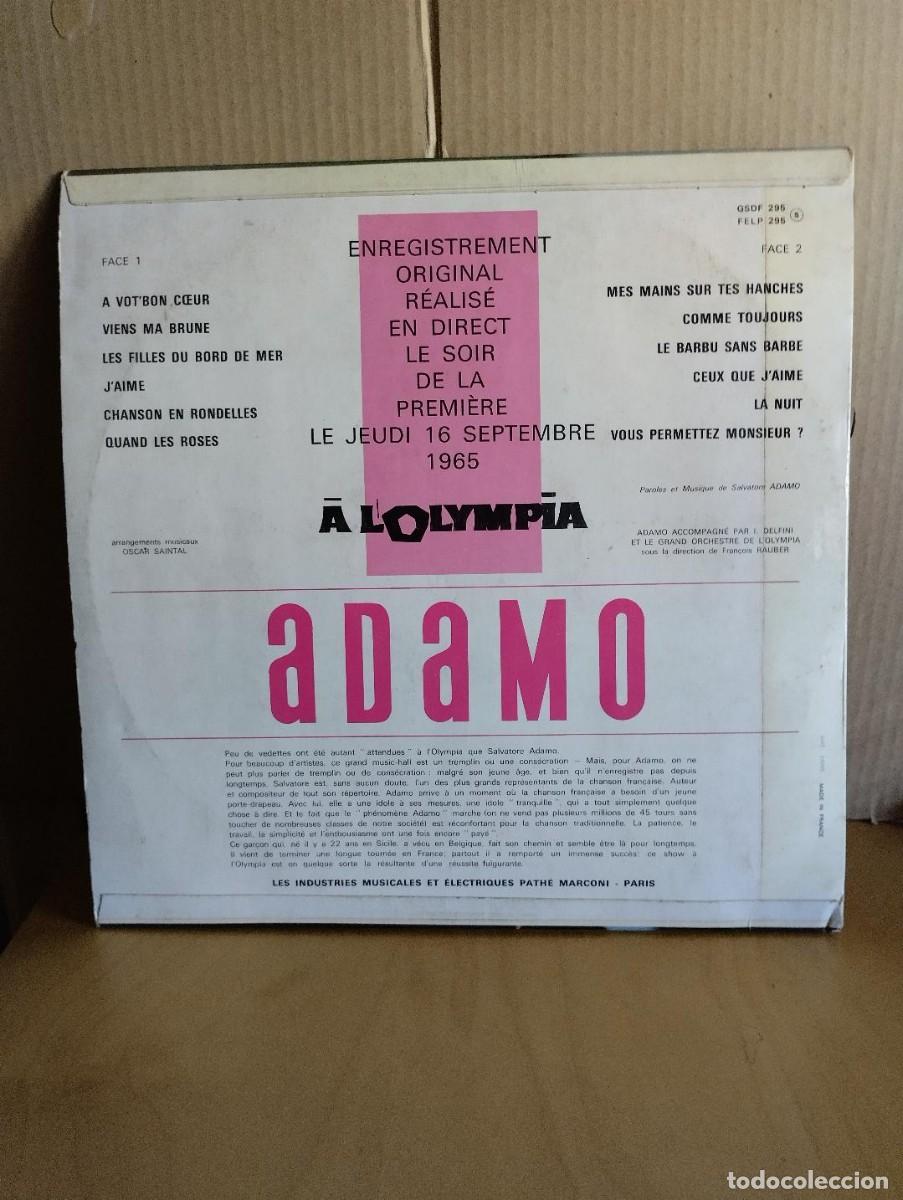 Discos de vinilo: ADAMO --- A L&acute;OLYMPIA - Foto 2
