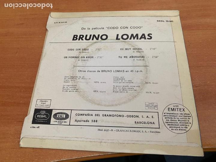 Discos de vinilo: BRUNO LOMAS (CODO CON CODO) EP ESPA&Ntilde;A 1967 (EPI24) - Foto 3