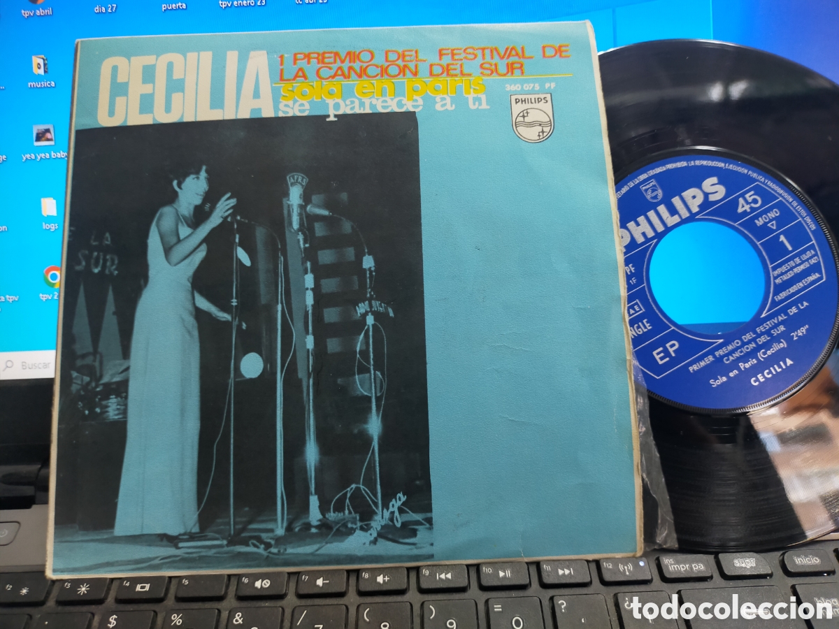 Discos de vinilo: Cecilia single sola en Paris 1966 - Foto 1