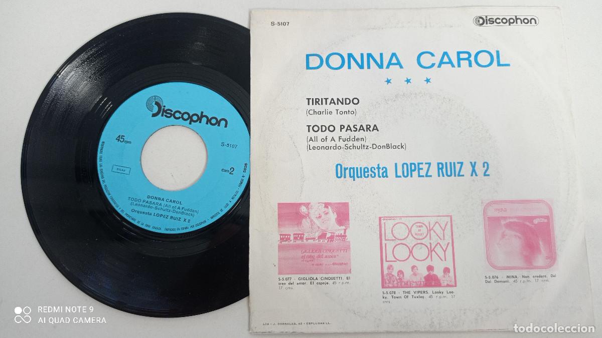 Discos de vinilo: DONNA CAROL - Tiritando - SINGLE DISCOPHON 1970 - Foto 2