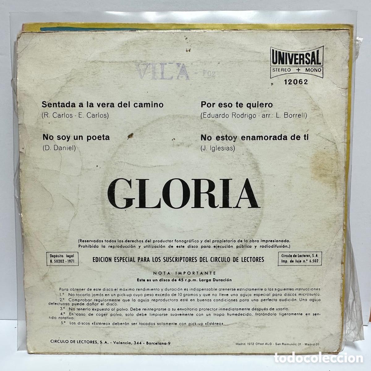 Discos de vinilo: Gloria - Sentada A La Vera Del Camino (7&rdquo;, EP) - Foto 2