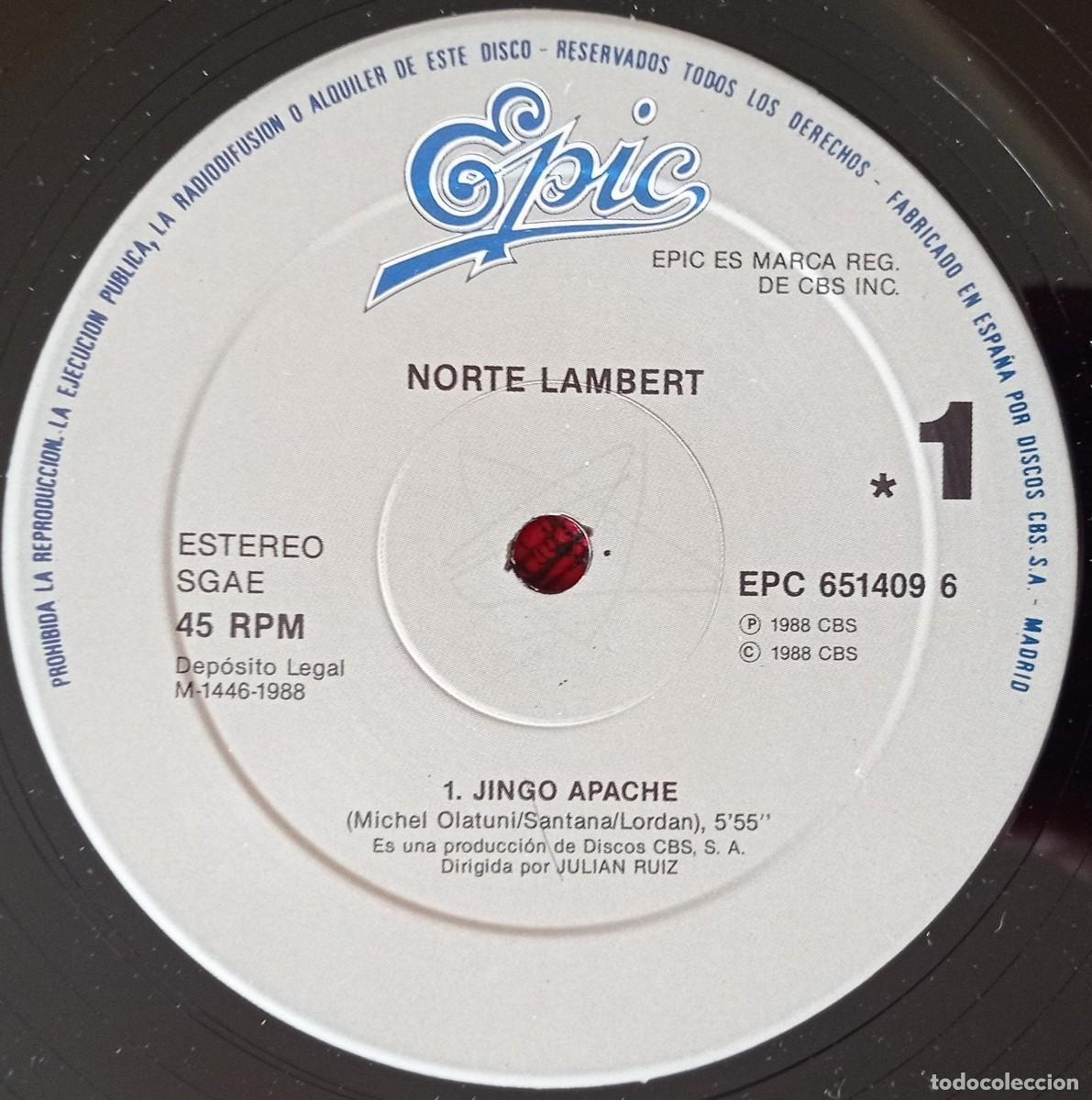 Discos de vinilo: NORTE LAMBERT ** Jingo Apache ** MAXI SINGLE VINILO ORIGINAL 1988 - Foto 3