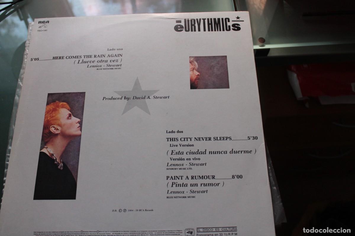 Discos de vinilo: EURYTHMICS - HERE COMES THE RAIN AGAIN - ES MAXISINGLE - Foto 2