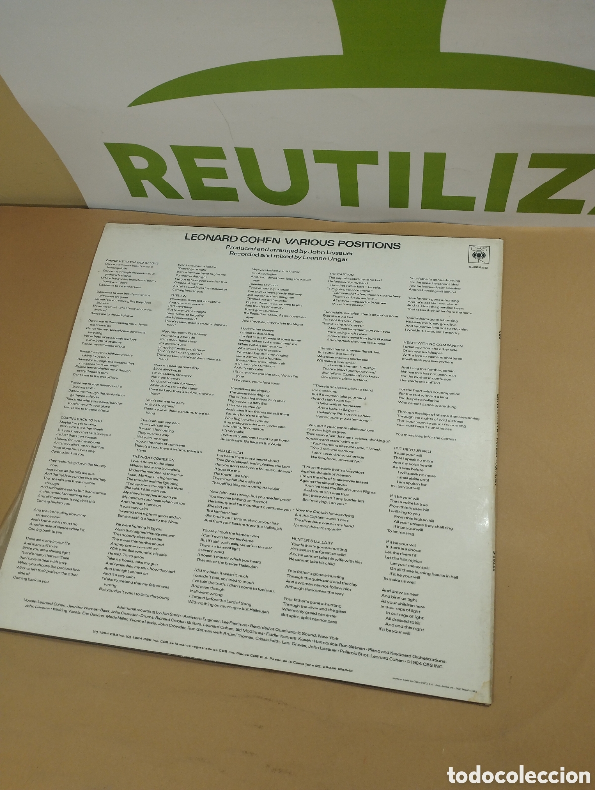 Discos de vinilo: Leonard Cohen. Various positions. Lp - Foto 2