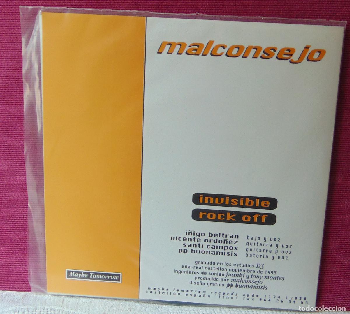 Discos de vinilo: Malconsejo &ndash; Invisible / Rock Off - SINGLE NO TOMORROW 1995 - Foto 2