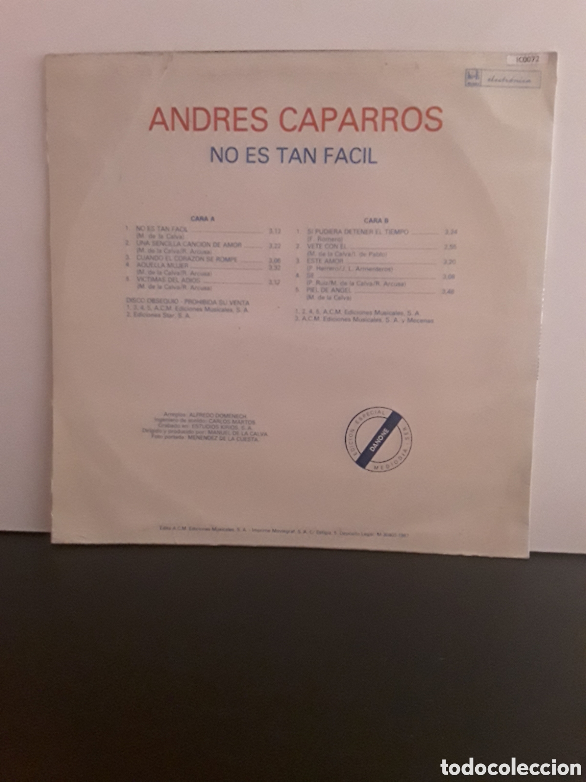 Discos de vinilo: Andr&eacute;s Caparr&oacute;s &lrm;&ndash; No Es Tan F&aacute;cil - Foto 2