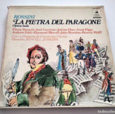 Discos de vinilo: ÓPERA LA PIETRA DEL PARAGONE. ROSSINI. COFRE 3 LPS. 1977. HVAS 470-26/27/28. VINILOS MINT.