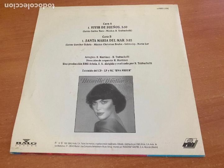 Discos de vinilo: MIREILLE MATHIEU (VIVIR DE SUE&Ntilde;OS) SINGLE 1991 ESPA&Ntilde;A (EPI27) - Foto 3