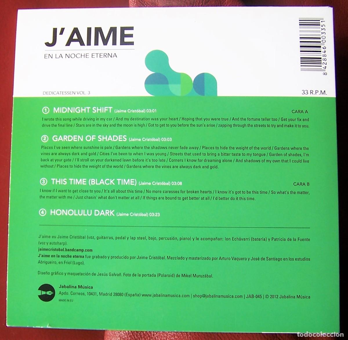 Discos de vinilo: JAIME - EN LA NOCHE ETERNA 7&rdquo; - Foto 2