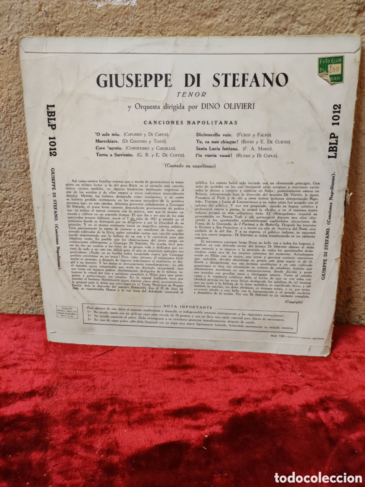 Discos de vinilo: Canciones Napolitanas - Foto 2