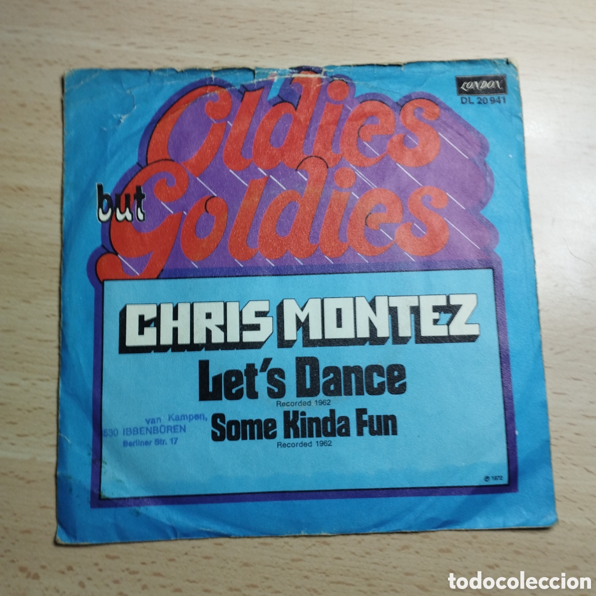 Discos de vinilo: Single 7&rdquo; Chris Montez 1972 Germany. Lets Dance + Some Kinda Fun. - Foto 2