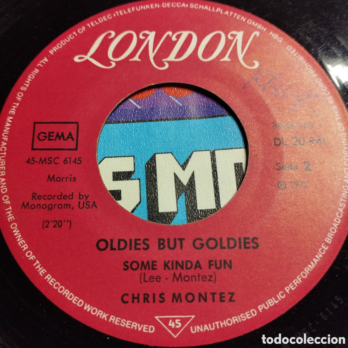 Discos de vinilo: Single 7&rdquo; Chris Montez 1972 Germany. Lets Dance + Some Kinda Fun. - Foto 3