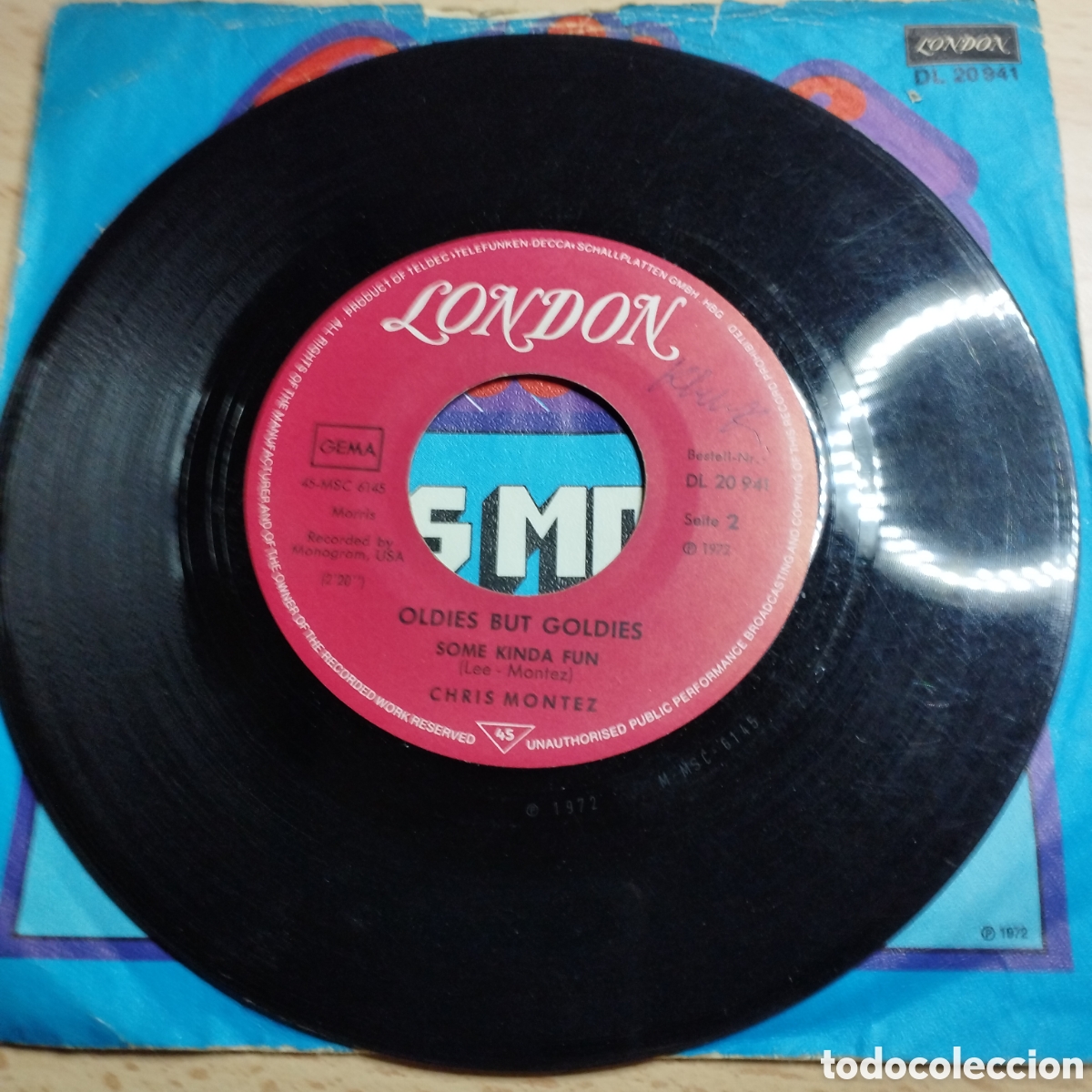Discos de vinilo: Single 7&rdquo; Chris Montez 1972 Germany. Lets Dance + Some Kinda Fun. - Foto 4
