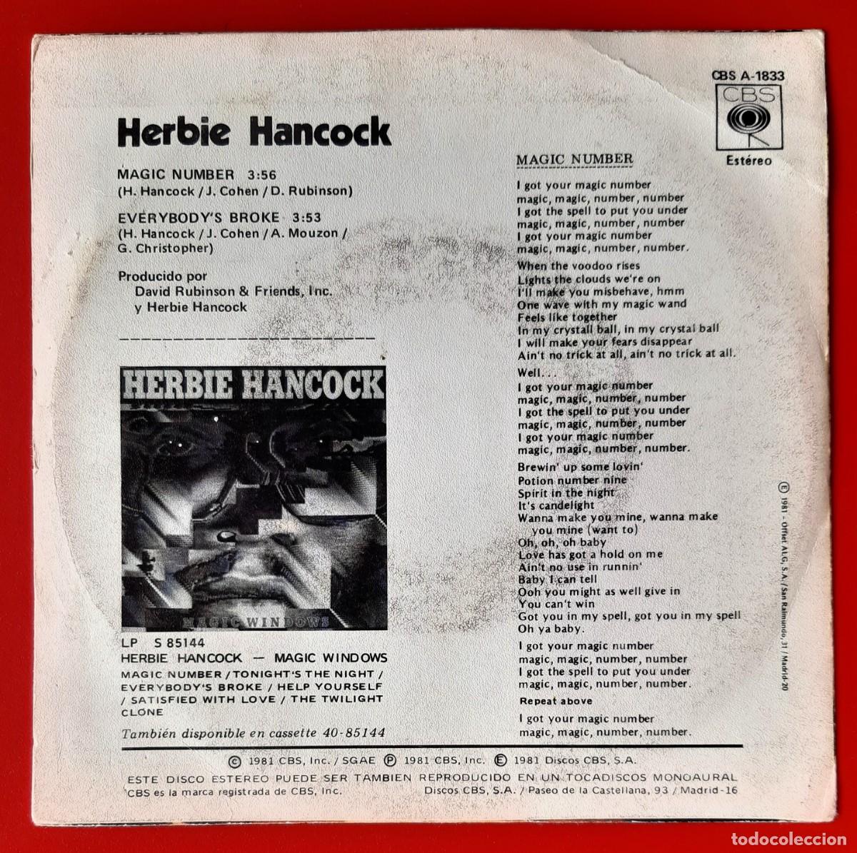 Discos de vinilo: HERBIE HANCOCK - N&Uacute;MERO M&Aacute;GICO (MAGIC NUMBER) 7&middot; - Foto 2