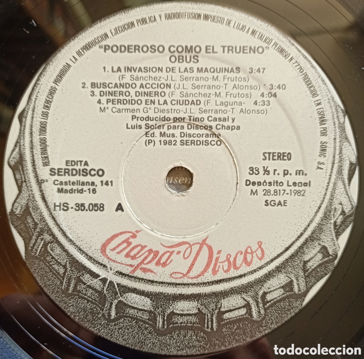 Discos de vinilo: LP Vinilo - Obus - Poderosono Como El Trueno - 1982 Chapa Discos - OG Spain - Con Funda Interior - Foto 5